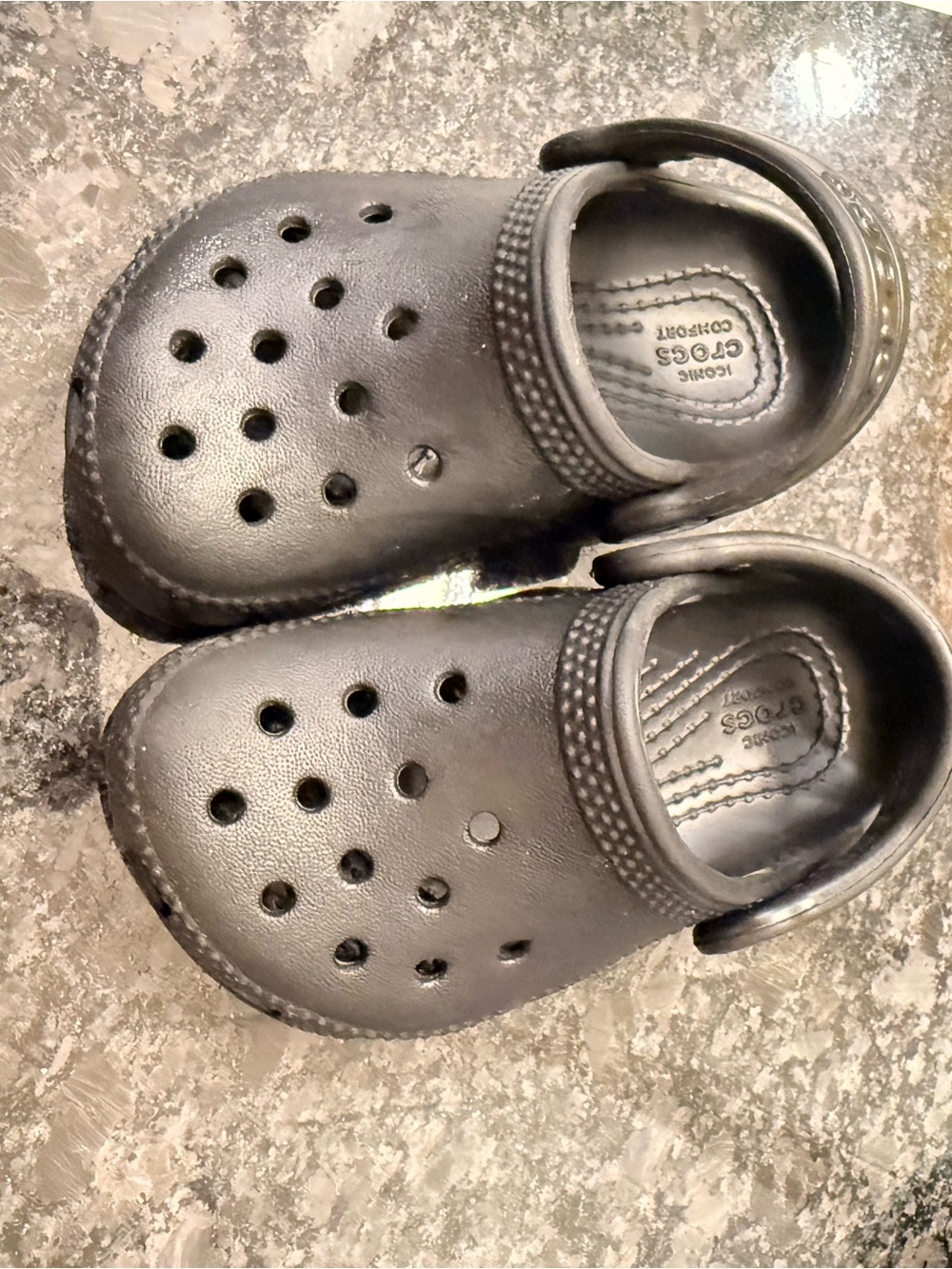CROCS Kids Black Water Clogs with Heel Strap